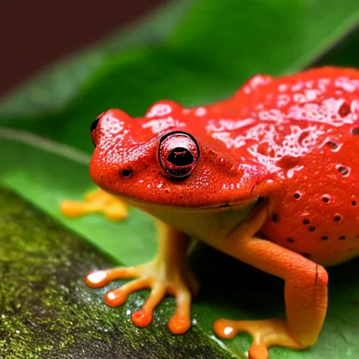 Prompt: a strawberry frog