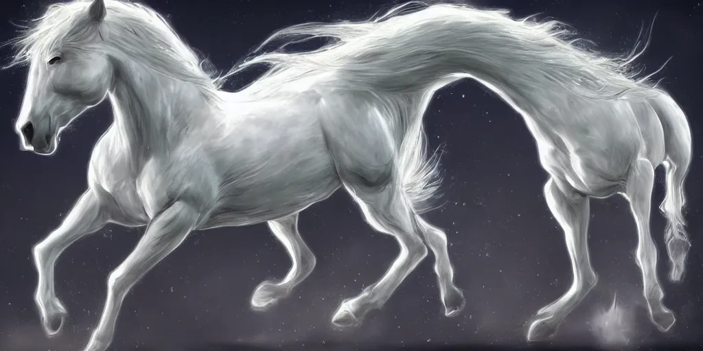 Prompt: a horse, fantasy creature, fantasy, digital art, highly detalied