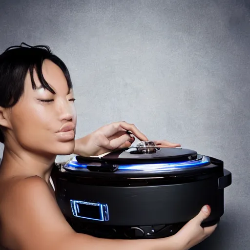 Image similar to Famous DJ playing Rice cookers, photorealistic!, 8k, Canon portrait