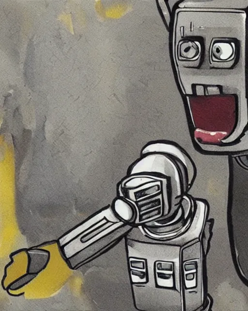 Prompt: keychain of artist screaming at robot, ebay listing, product picture, new, thumbnail