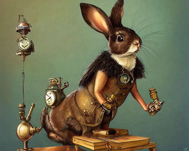 Image similar to steampunk rabbit waving hello by esao andrews