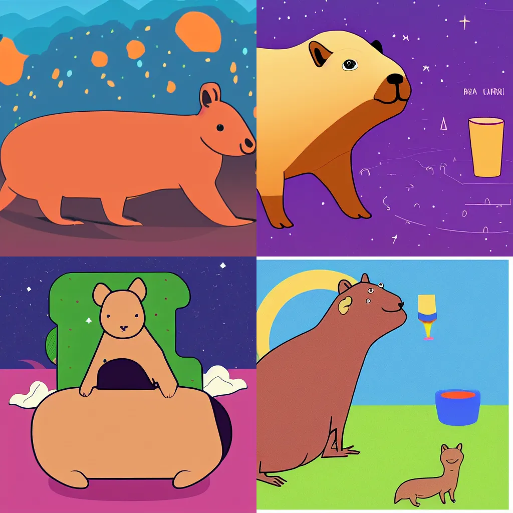 Prompt: A Capybara, Drawn By Kurzgesagt – In a Nutshell, 4K