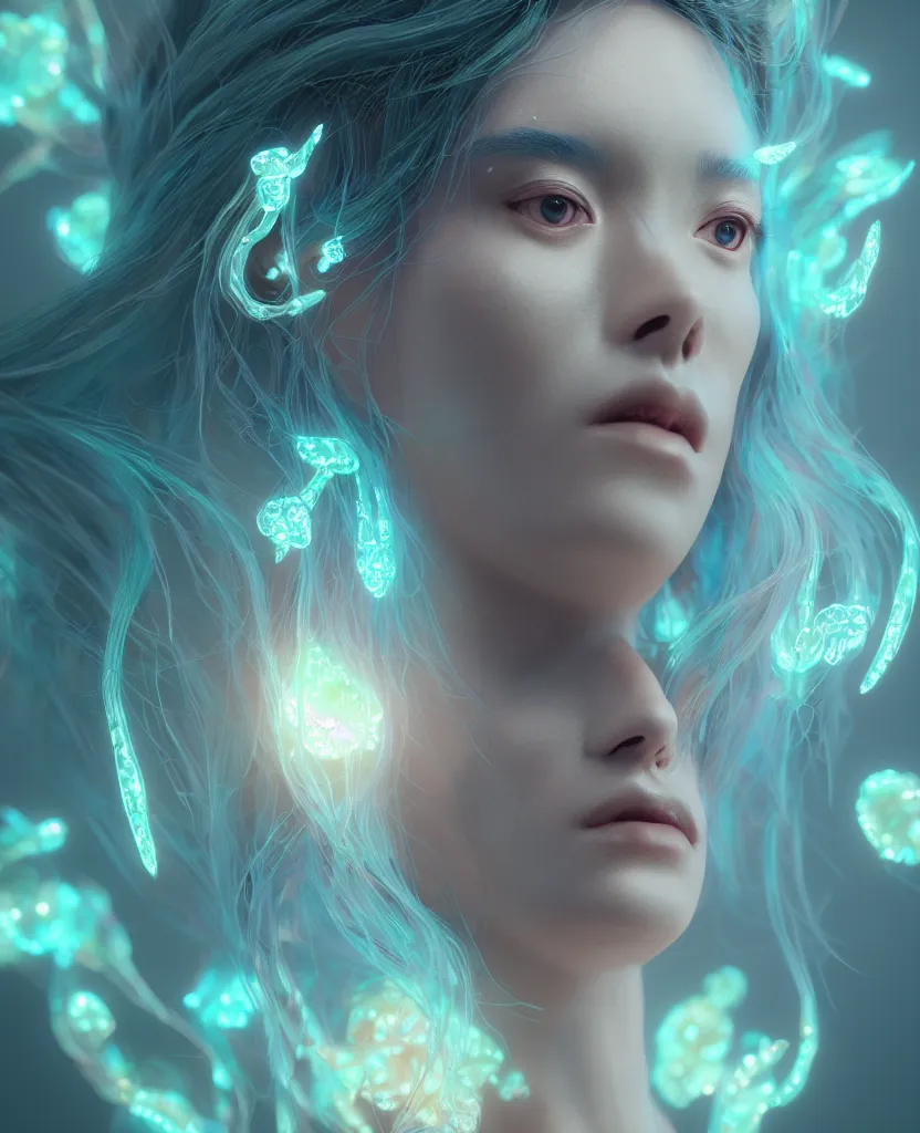 Prompt: goddess close-up portrait. bioluminiscent creatures, intricate artwork by Tooth Wu and wlop and beeple. octane render, trending on artstation, greg rutkowski very coherent symmetrical artwork. cinematic, hyper realism, high detail, octane render, 8k