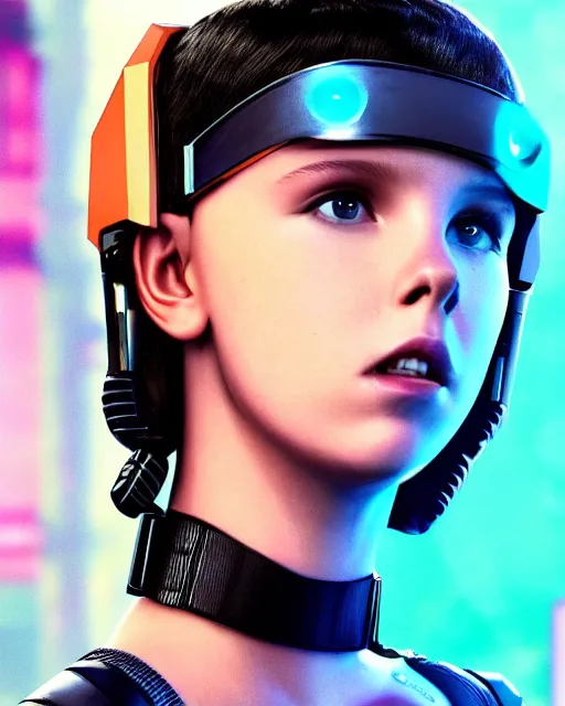 Prompt: Cyberpunk Millie Bobby Brown