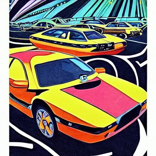 Image similar to a fancy alien car as 9 0 s masterpiece artwork