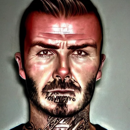 Image similar to injecting milk, heroin addict, david beckham, dark, gritty realistic,