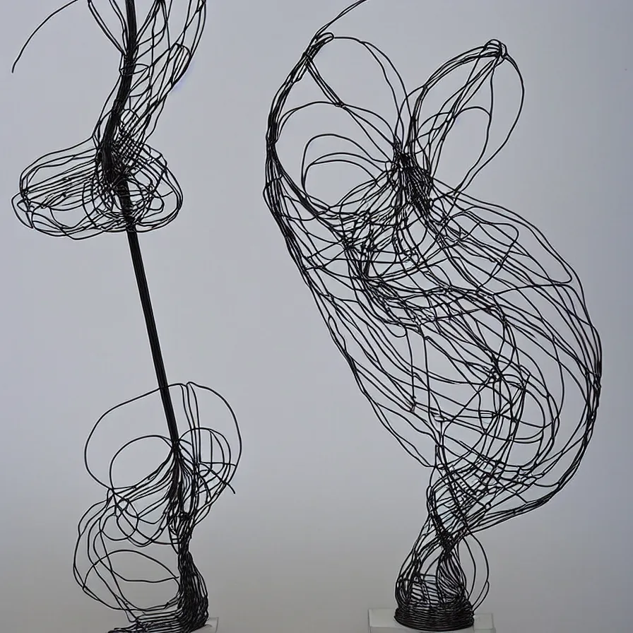 Prompt: elegant wire art sculpture