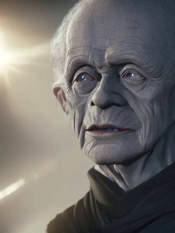 Image similar to portrait art of Palpatine but ginger, 8k ultra realistic , lens flare, atmosphere, glow, detailed, intricate, full of colour, cinematic lighting, trending on artstation, 4k, hyperrealistic, focused, extreme details, unreal engine 5, cinematic, masterpiece