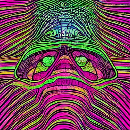 Prompt: psychedelic art, halftone magazine texture