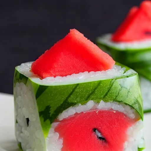 Prompt: watermelon sushi