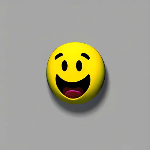 Prompt: single ios iphone yellow smiling emoji, centered on white background, 3 d render, blender