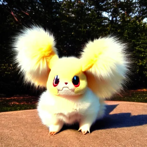 Image similar to real life Pokemon, cute!!!, fluffy!!!, ultra realistic!!!, golden hour, ultra detailed, sharp focus