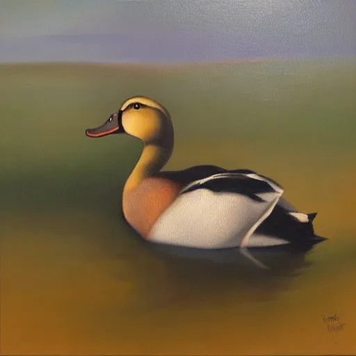 Prompt: a duck on the prowl oil painting esteban vicente