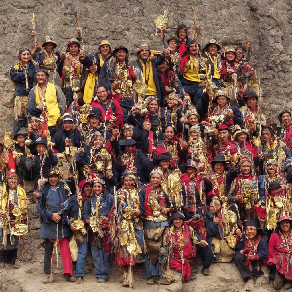 Image similar to happy inca people with all their gold