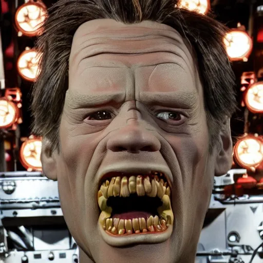 Prompt: animatronic Jim Carrey, exposed mechanics, photo, Stan Winston studios, detailed, 4k