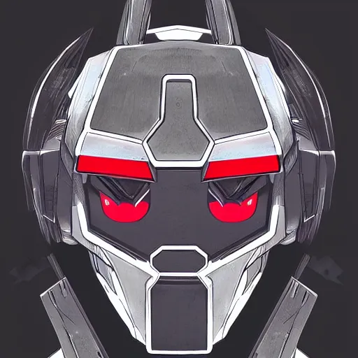 Prompt: gundam head, v - fin, highly detailed illustration, custom design, dribbble. com, by secondsyndicate studio,