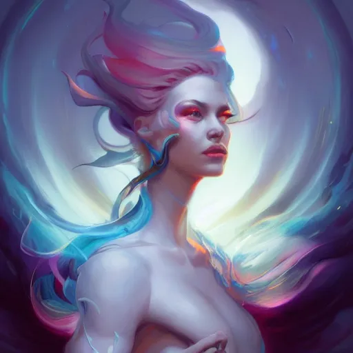 Prompt: portrait of a beautiful emanation, side profile, by pete mohrbacher and artgerm and wlop, digital art, highly detailed, intricate, fantasy, mystical, Trending on Artstation HQ, deviantart, unreal engine, 4K UHD image