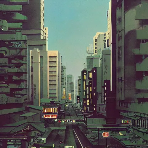 Image similar to 1 9 7 0's tokyo, matte painting, trending on artstation