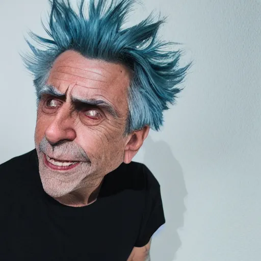 Prompt: rick sanchez in real life, studio lighting