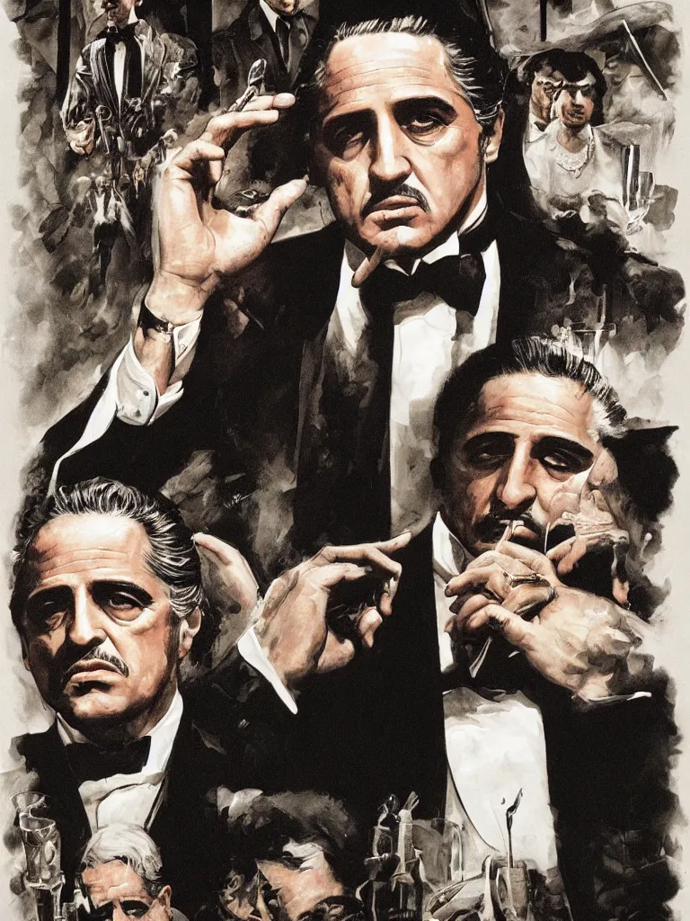 Prompt: The Godfather by Martin Handford