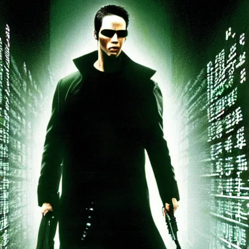 Prompt: neo dodges a bullet in the matrix, the matrix ( 1 9 9 9 )