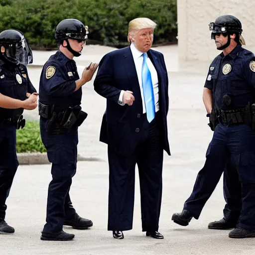 Prompt: donald trump being arrested at mar a lago