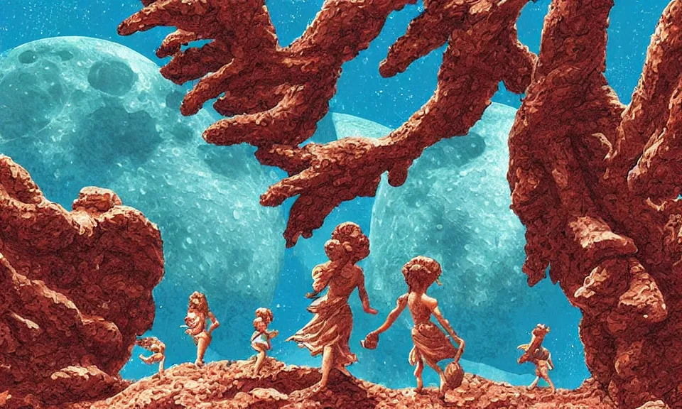 Prompt: 1 6 bit sprite painting of tiny people walking at the base of a massive greek sculpture a beautiful massive female statue surrounded by massive dreamy coral in the surface of the moon, in the style of eric chahi, in the style of 1 6 bit, in the style of sega genesis, in the style of another world