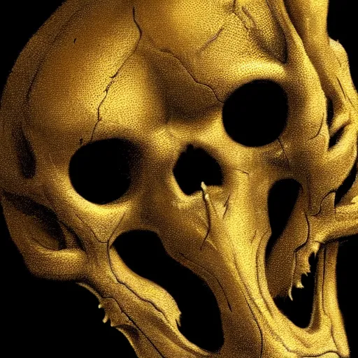 Image similar to golden lizard skull symbol, very detailed, 4 k, by greg rutkowski