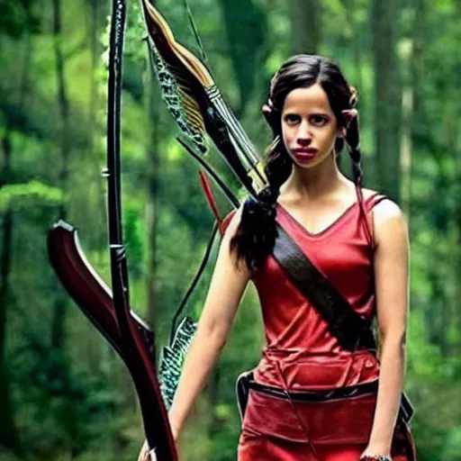 Prompt: Kalki Koechlin as Katniss Everdeen