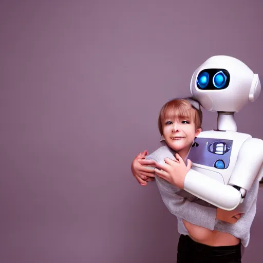 Prompt: <photograph style=adorable eyes=big lens=wide>Futuristic Robot Gestures For Hug</photograph>