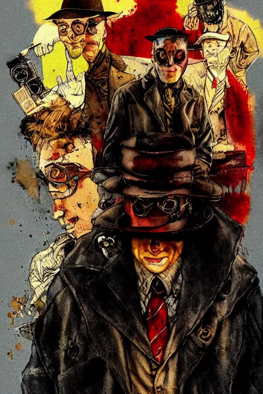 Prompt: Rorschach and The Comedian aka Edward Morgan Blake from the movie Watchmen painted by Norman Rockwell, trending on Artstation, 8K, digital painting, concept art, smooth, sharp focus, illustration, summer vibrancy, cinematic, details, noisy film grain effect, super wide shot, 30mm, intricate, very very high detailed perfect faces