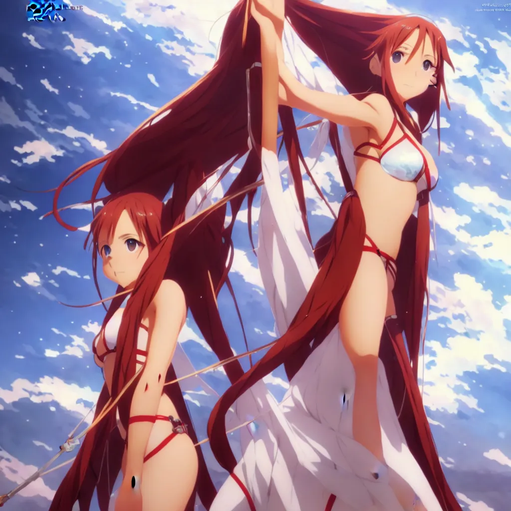 Prompt: beautifu photo of asuna from sao, asuna by a - 1 pictures, by greg rutkowski, gil elvgren, enoch bolles, glossy skin, pearlescent, anime, maxim magazine, very coherent