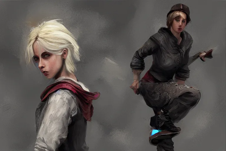 Prompt: Ciri skateboarding, expressive oil painting, digital art