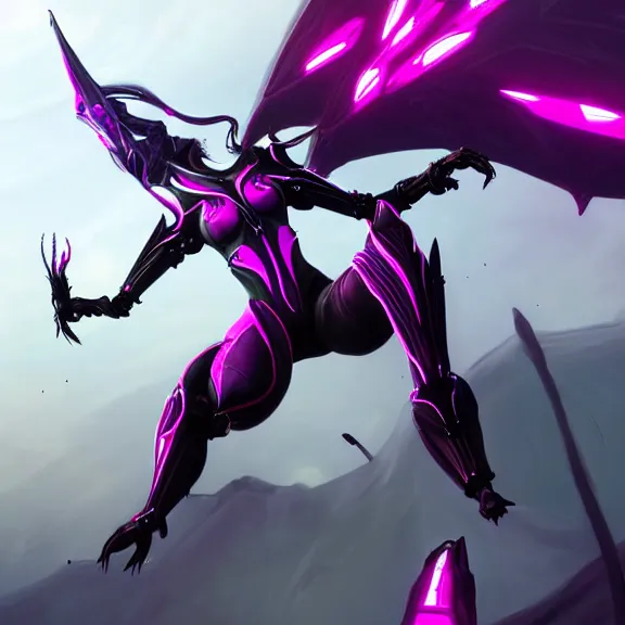 Image similar to highly detailed giantess shot exquisite warframe fanart, looking up at a giant 500 foot tall beautiful stunning saryn prime female warframe, as a stunning anthropomorphic robot female dragon, looming over you, posing elegantly, dancing over you, your view between the legs, white sleek armor with glowing fuchsia accents, proportionally accurate, anatomically correct, sharp robot dragon claws for hands and feet, two arms, two legs, camera close to the legs and feet, giantess shot, upward shot, ground view shot, leg and thigh shot, epic low shot, high quality, captura, sci-fi, realistic, professional digital art, high end digital art, furry art, macro art, giantess art, anthro art, DeviantArt, artstation, Furaffinity, 3D realism, 8k HD octane render, epic lighting, depth of field