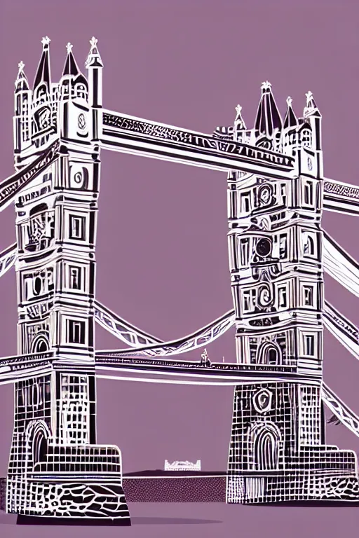 Image similar to minimalist boho style art of colorful tower bridge, illustration, vector art