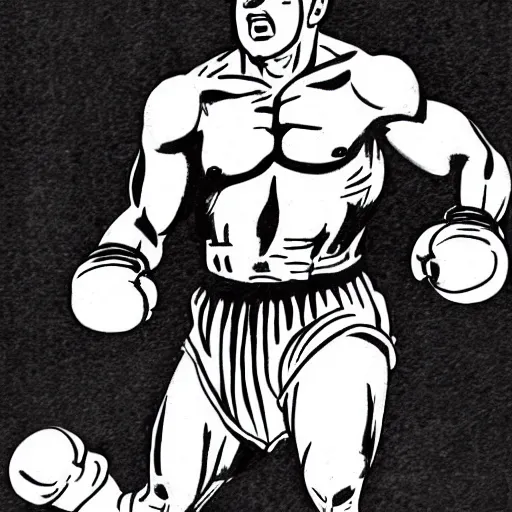 Prompt: rocky marciano drawn in the style of berserk manga