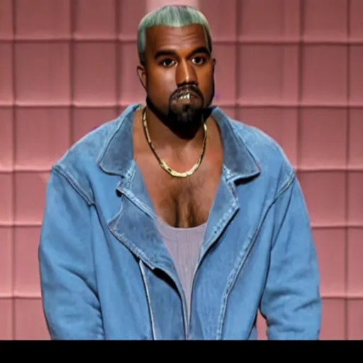 Image similar to kanye west wearing a blond wig snl monologue