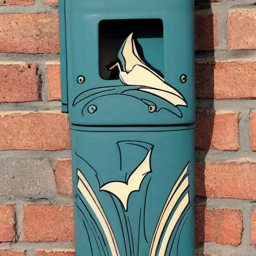 Image similar to bat box in art nouveau style