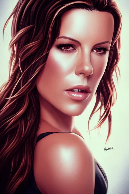 Prompt: portrait of Kate Beckinsale in the style of Artgerm