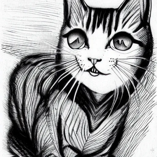 Image similar to realistic cat by junji ito