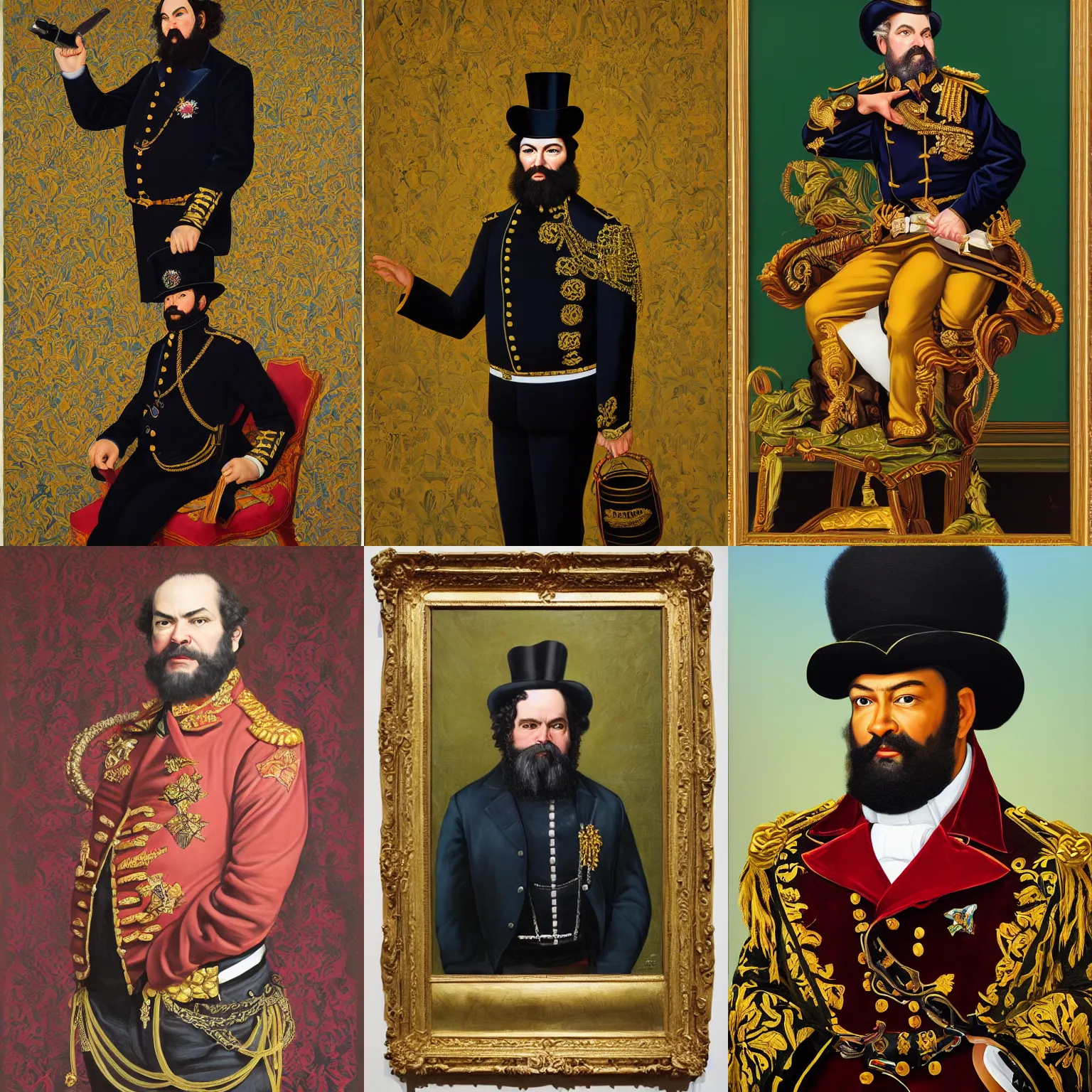 Prompt: portrait of emperor norton, painting by kehinde wiley