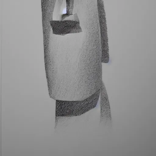 Image similar to easter island draft sketch using few strokes, pencil draft sketch, minimalistic, white background, contours only