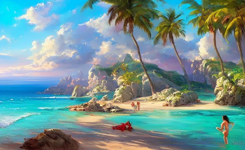 Image similar to paradise cosmic beach by vladimir volegov and raphael lacoste