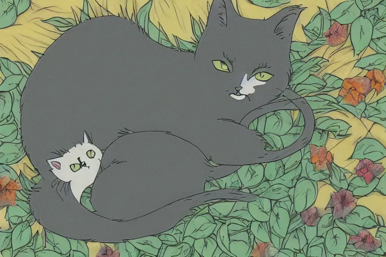 Prompt: a cat dreaming of chaos, studio ghibli, detailed