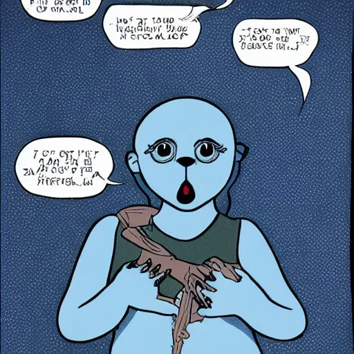 Prompt: blue baby baby seal on top of a roof, dark lighting, wide shot, comix by dave gibbons and john higgins