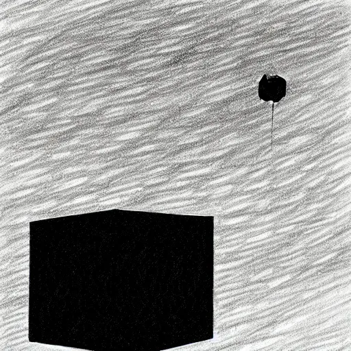 Prompt: a drawing of a black cube floating over the ocean in the style of Marco Tirelli