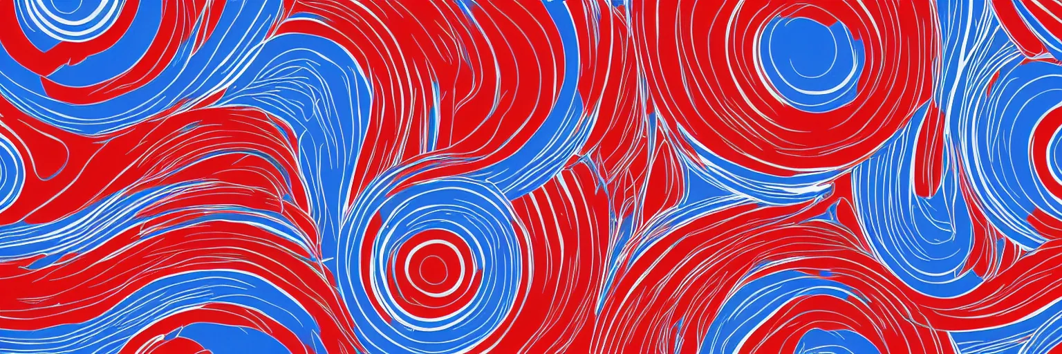 Prompt: abstract red blue and white concentric circles wallpaper design