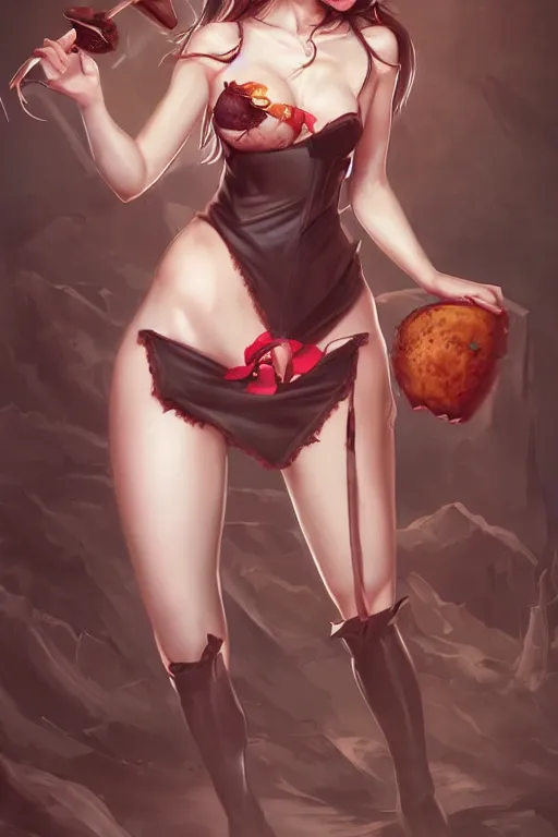 Prompt: Succubus in apron portrait, by artgerm, WLOP and Ross Tran