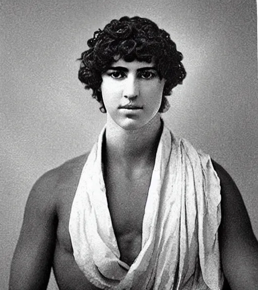 Image similar to photograph of antinous ( real human ), time travel,