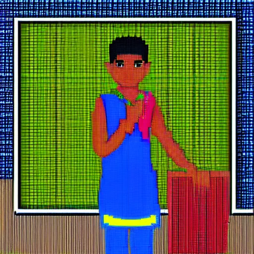 Prompt: sri lankan school kid, pixel art